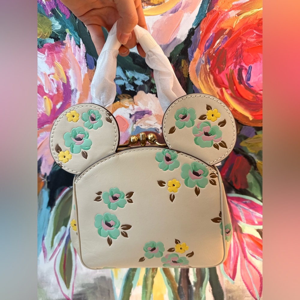 New Rare Authentic Collectible Disney X Coach Kisslock Bag With Floral Print
